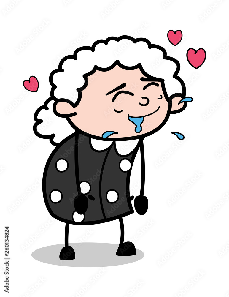 Old Age Love - Old Cartoon Granny Vector Illustration Old Age Love - Old Cartoon Granny Vector Illustration