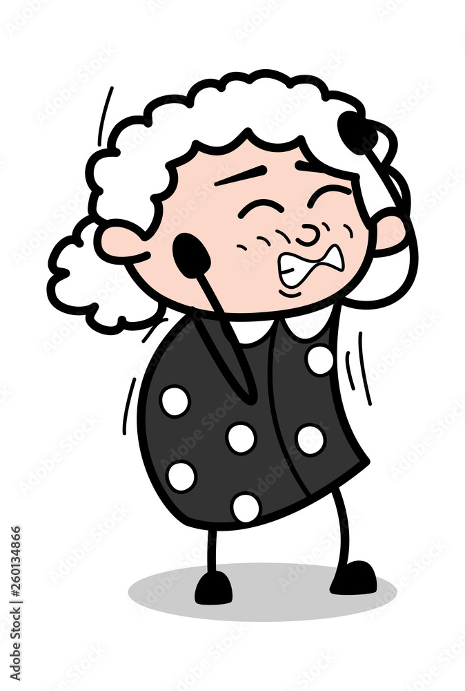 Irritated - Old Cartoon Granny Vector Illustration Irritated - Old Cartoon Granny Vector Illustration