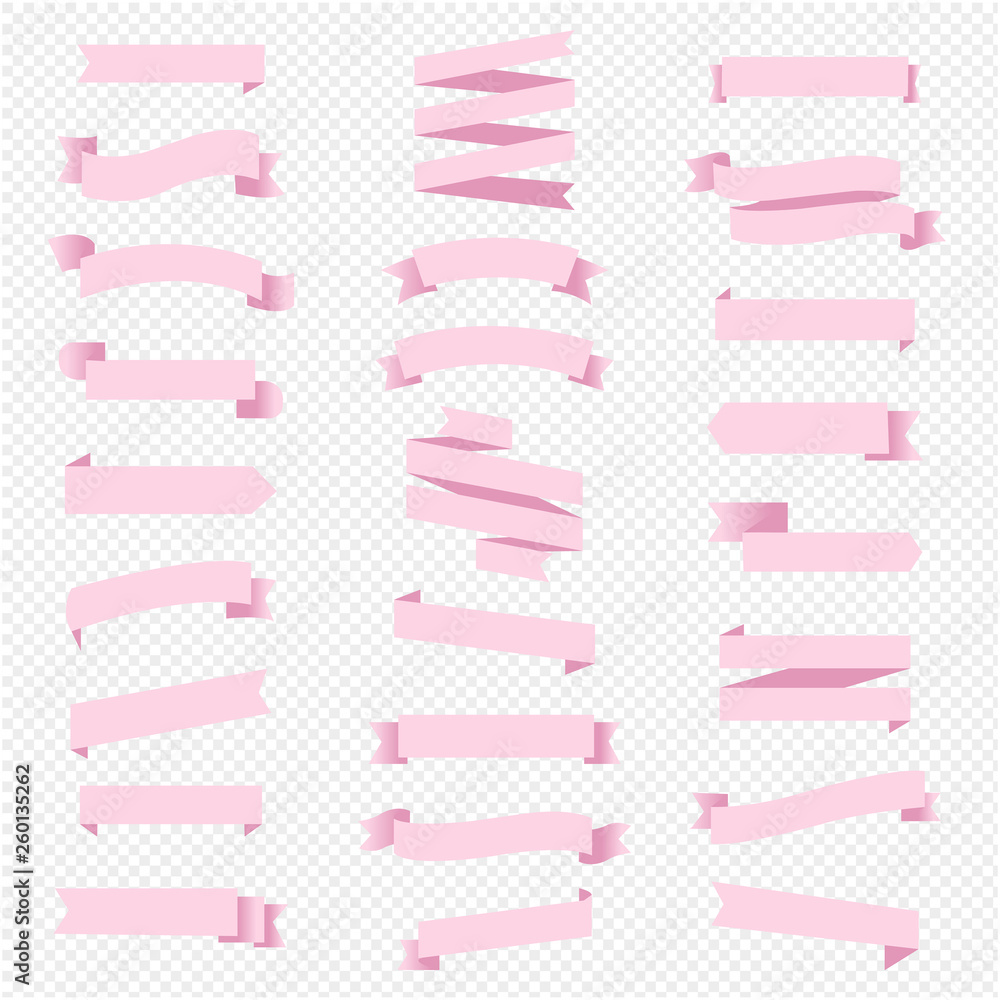 Pink Ribbon Set In Isolated Transparent Background Pink Ribbon Set In Isolated Transparent Background