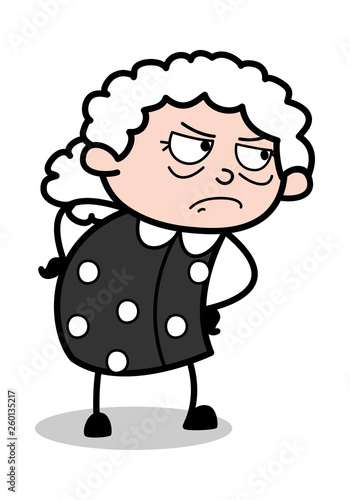 Watching in Aggression - Old Cartoon Granny Vector Illustration © TheToonCompany