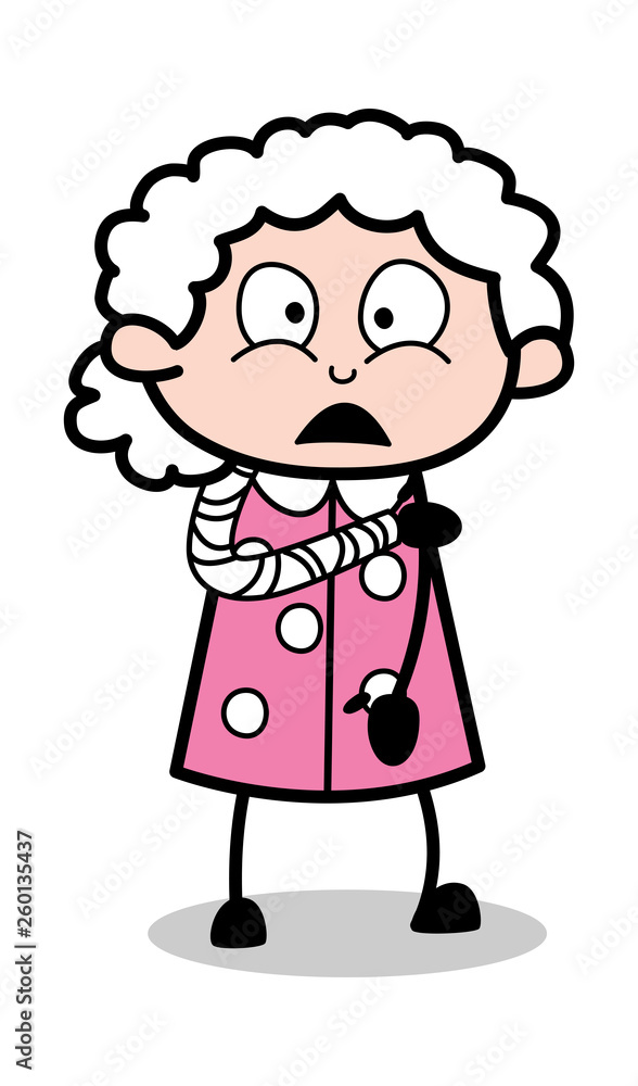 Fractured Hand - Old Cartoon Granny Vector Illustration Fractured Hand - Old Cartoon Granny Vector Illustration