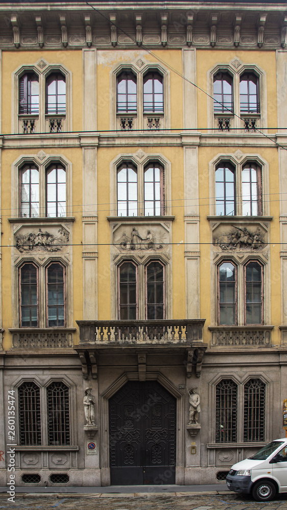 old yellow building facade milan