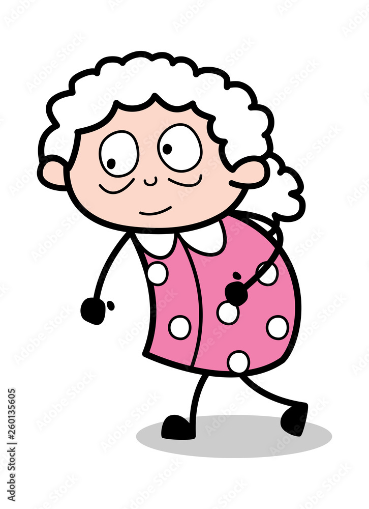 Walking Style - Old Cartoon Granny Vector Illustration Walking Style - Old Cartoon Granny Vector Illustration