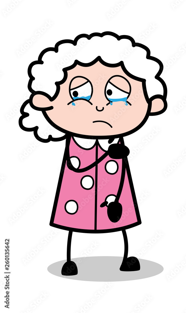 Hurt and Crying- Old Cartoon Granny Vector Illustration Hurt and Crying- Old Cartoon Granny Vector Illustration