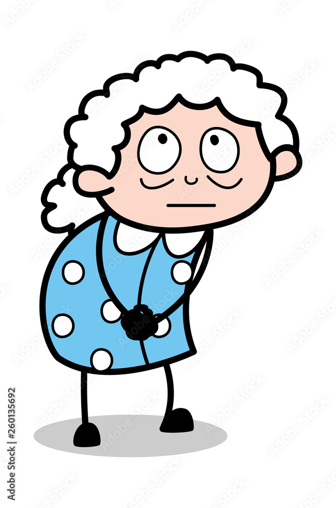 Thoughtful - Old Cartoon Granny Vector Illustration Thoughtful - Old Cartoon Granny Vector Illustration
