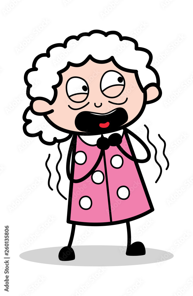 Screaming in Fear - Old Cartoon Granny Vector Illustration Screaming in Fear - Old Cartoon Granny Vector Illustration