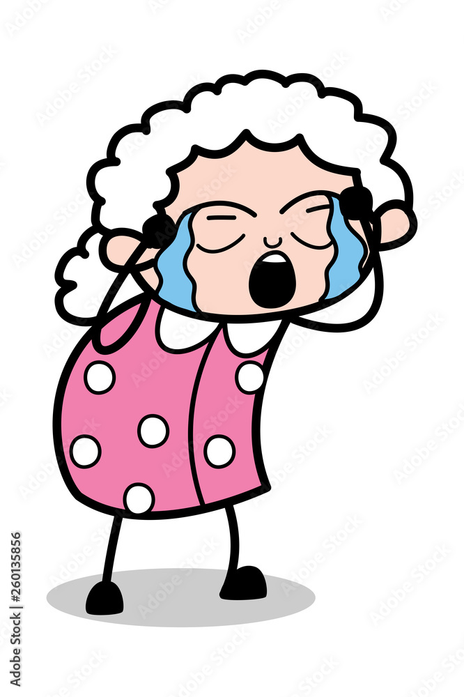 Crying - Old Cartoon Granny Vector Illustration Crying - Old Cartoon Granny Vector Illustration