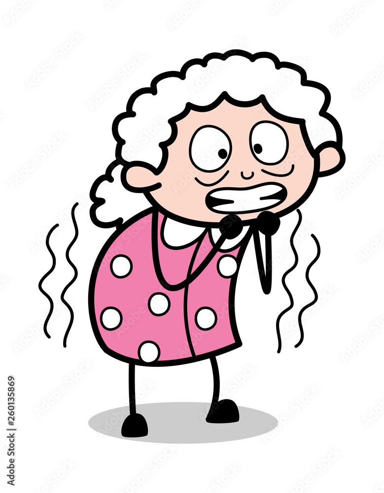 Trembling - Old Cartoon Granny Vector Illustration Trembling - Old Cartoon Granny Vector Illustration