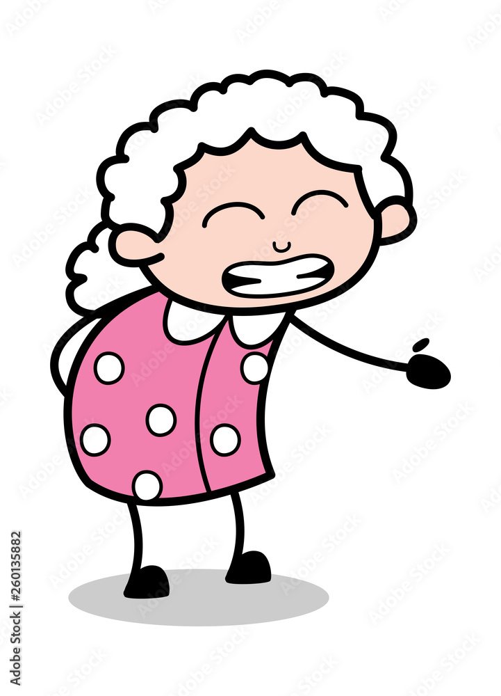 Making Fun - Old Cartoon Granny Vector Illustration Making Fun - Old Cartoon Granny Vector Illustration