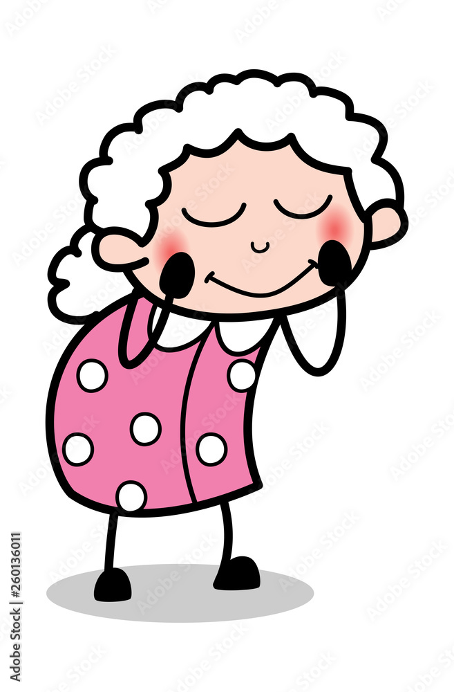 Blushing - Old Cartoon Granny Vector Illustration Blushing - Old Cartoon Granny Vector Illustration