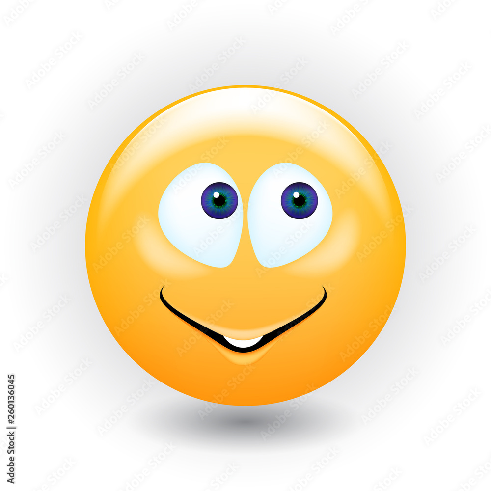 Yellow realistic emoticon smiley face