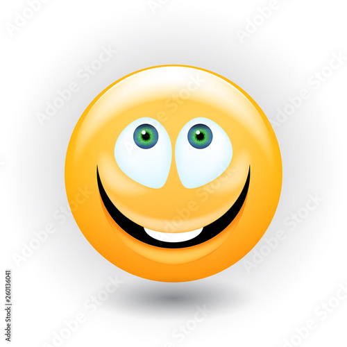 Yellow realistic emoticon smiley face