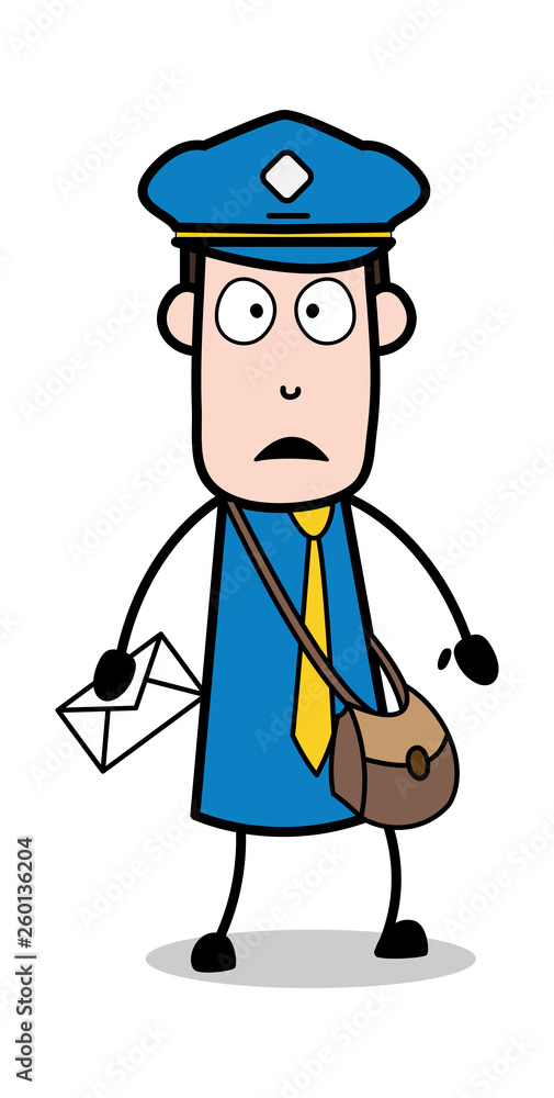 Shocked - Postman Cartoon Courier Guy Vector Illustration Shocked - Postman Cartoon Courier Guy Vector Illustration
