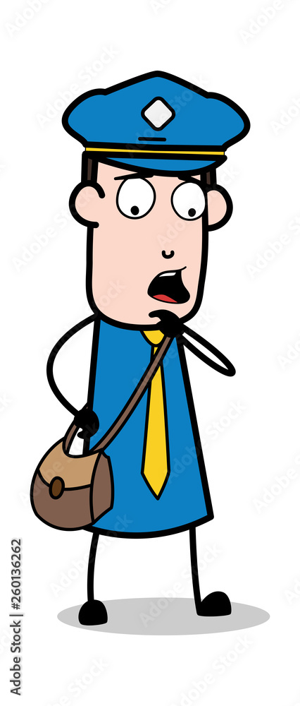 Thinking Plan - Postman Cartoon Courier Guy Vector Illustration Thinking Plan - Postman Cartoon Courier Guy Vector Illustration