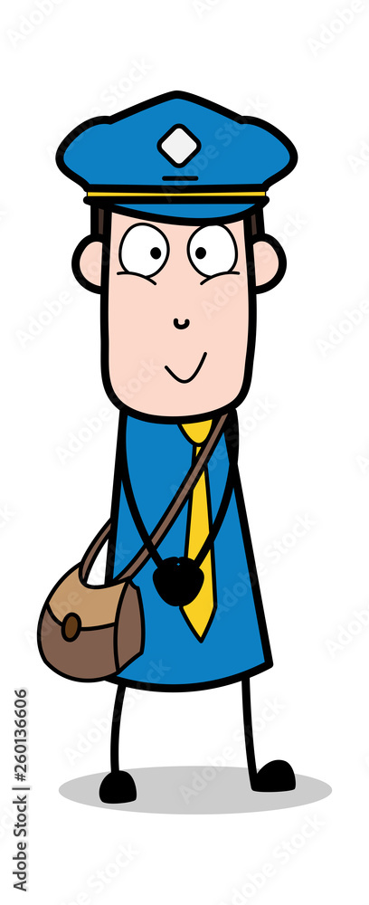 Staring and Smiling - Postman Cartoon Courier Guy Vector Illustration Staring and Smiling - Postman Cartoon Courier Guy Vector Illustration