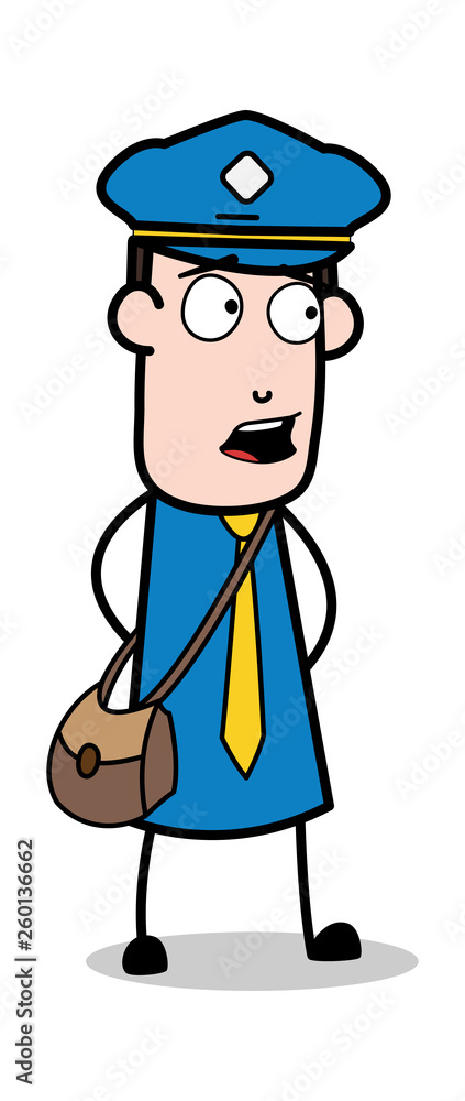 Surprised - Postman Cartoon Courier Guy Vector Illustration Surprised - Postman Cartoon Courier Guy Vector Illustration
