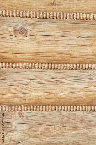 Wooden detail of traditional polish wall.