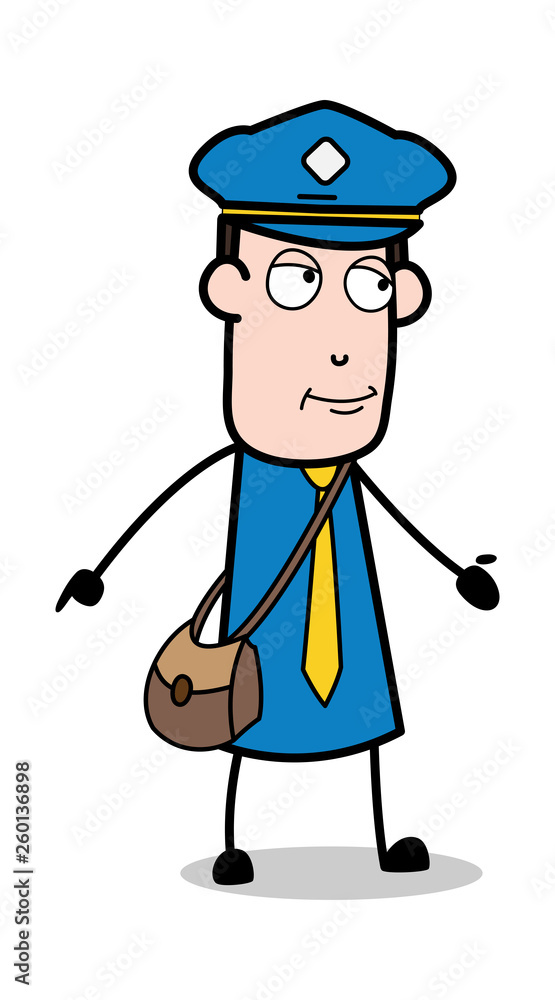 Talking Calmly - Postman Cartoon Courier Guy Vector Illustration Talking Calmly - Postman Cartoon Courier Guy Vector Illustration