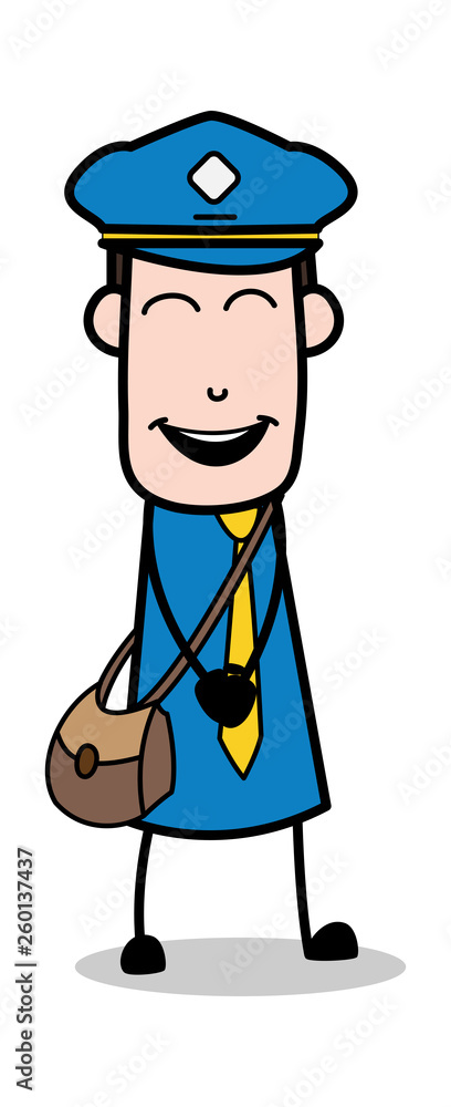 Laughing on Joke - Postman Cartoon Courier Guy Vector Illustration Laughing on Joke - Postman Cartoon Courier Guy Vector Illustration