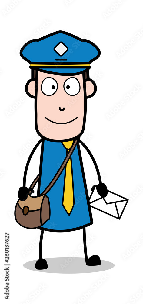 Standing with Envelope - Postman Cartoon Courier Guy Vector Illustration Standing with Envelope - Postman Cartoon Courier Guy Vector Illustration