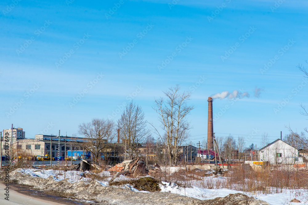 chimney on blue sky background chimney on blue sky background