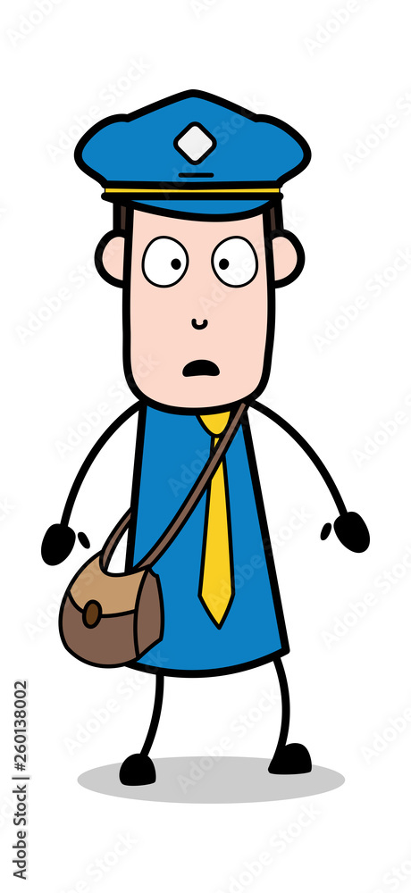 Stunned - Postman Cartoon Courier Guy Vector Illustration Stunned - Postman Cartoon Courier Guy Vector Illustration