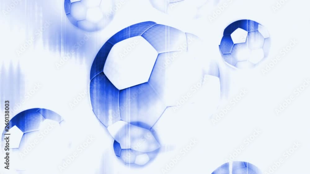 Blue and white soccer ball looping animated background Stock Video