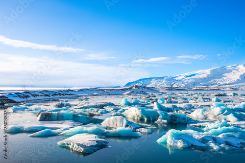 Icebergs in Jokulsarlon Glacier Lagoon in south Iceland photo
