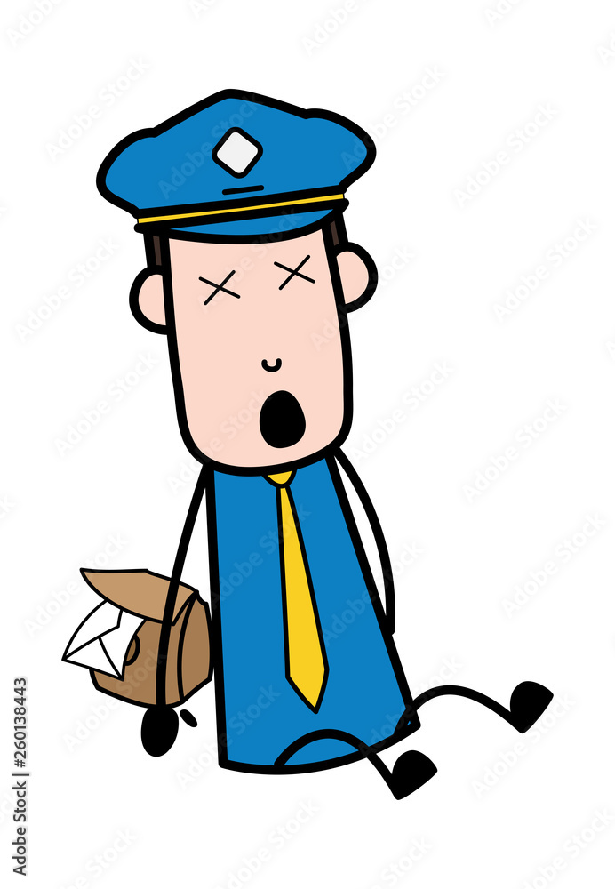 Screaming in Pain - Postman Cartoon Courier Guy Vector Illustration