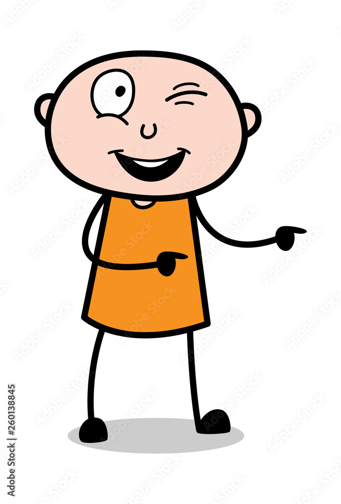 Winking Eye and Pointing - Cartoon thief criminal Guy Vector Illustration Winking Eye and Pointing - Cartoon thief criminal Guy Vector Illustration