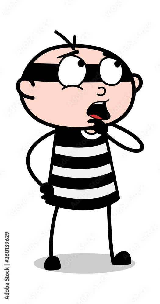 Thinking - Cartoon thief criminal Guy Vector Illustration Thinking - Cartoon thief criminal Guy Vector Illustration