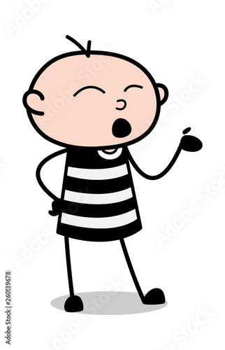 Talking Expression - Cartoon thief criminal Guy Vector Illustration