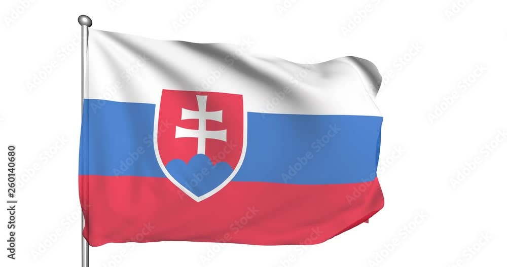 flag of Slovakia in the wind (alpha channel, semi-transparent, loopable)