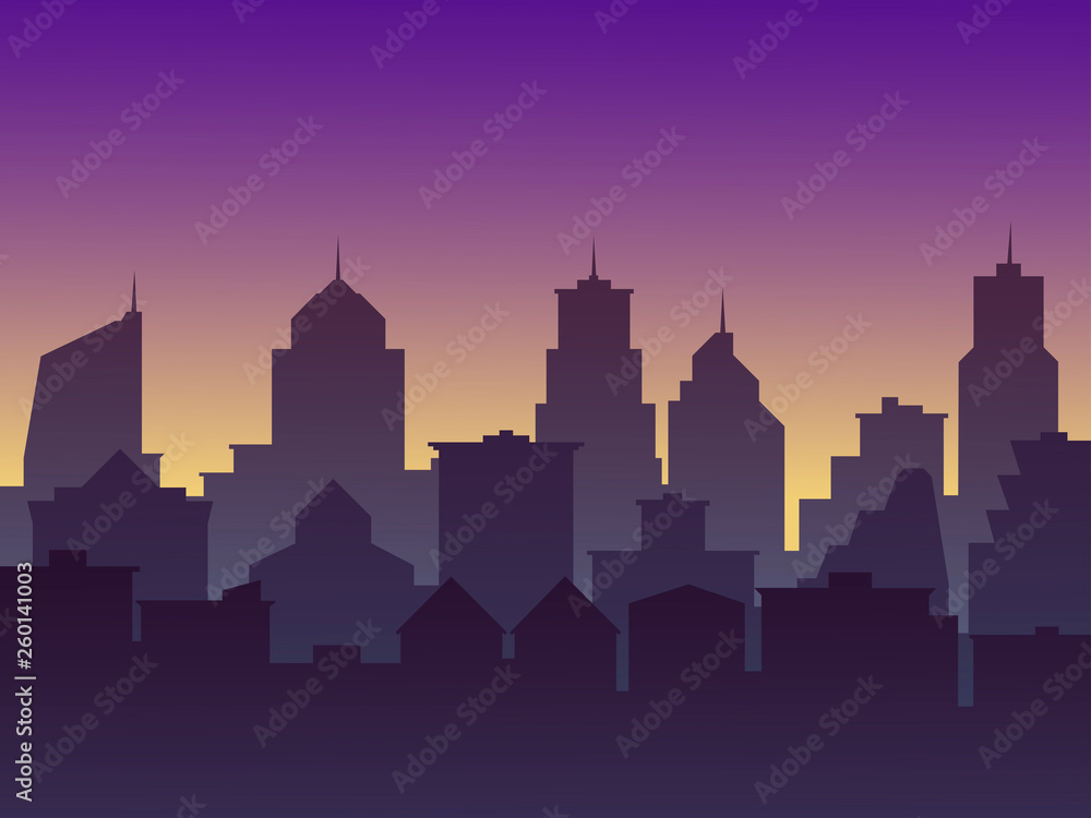Fototapeta premium city background with buildings silhouettes. EPS-10