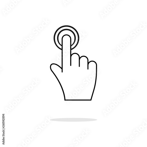 Hand touch / tap gesture line art vector icon for apps and websites