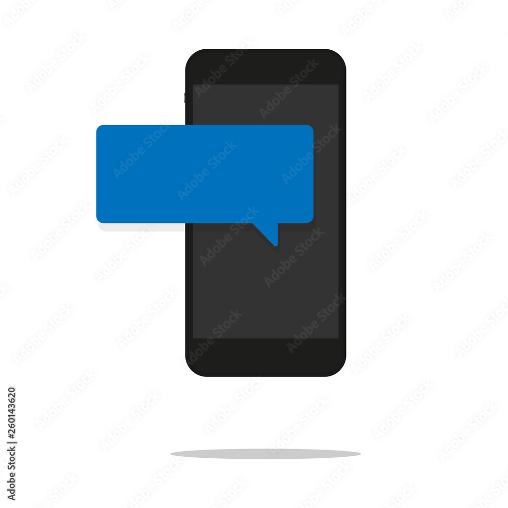 New Chat messages notification on phone flat design messages bubbles on screen, person chatting on mobile. Person's avatars New Chat messages notification on phone flat design messages bubbles on screen, person chatting on mobile. Person's avatars