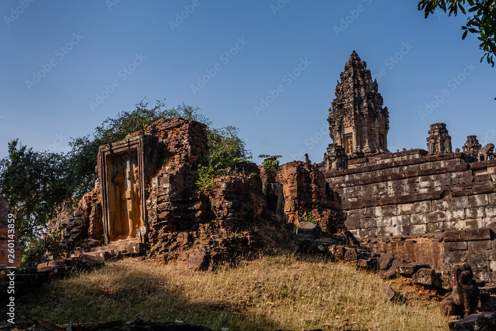 Bakong is the first temple mountain of sandstone constructed by rulers of the Khmer empire