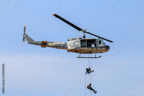Obraz na płótnie Military helicopter show on children's Day in Chiang Mai,Thailand w salonie