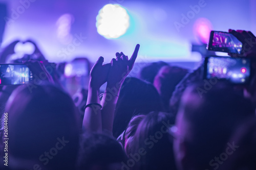 many people who dance and record with the phones at the live music concert