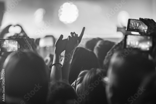 many people who dance and record with the phones at the live music concert