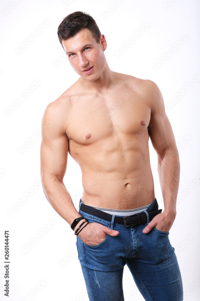 Studio shoot of young sport man shirtless. Studio shoot of young sport man shirtless.