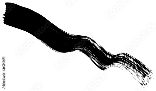 Abstract black paintbrush stripe smoothly bent ribbon geometrical shape
