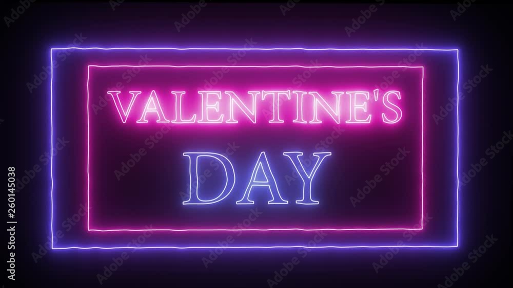 Animation flashing neon sign 'Valentine's Day' Animation flashing neon sign 'Valentine's Day'