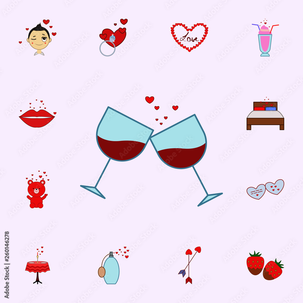 Valentine s day, wine, two, glasses, toast icon. Love icons universal set for web and mobile Valentine s day, wine, two, glasses, toast icon. Love icons universal set for web and mobile