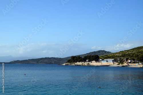 Ksamil beach - Albanian riviera. Ionic sea coast near Saranda. Albana.