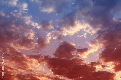 Colorful sunset sky in bright processing, background