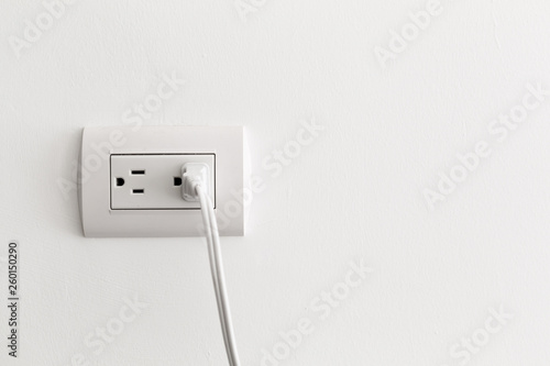 American electrical socket on white wall