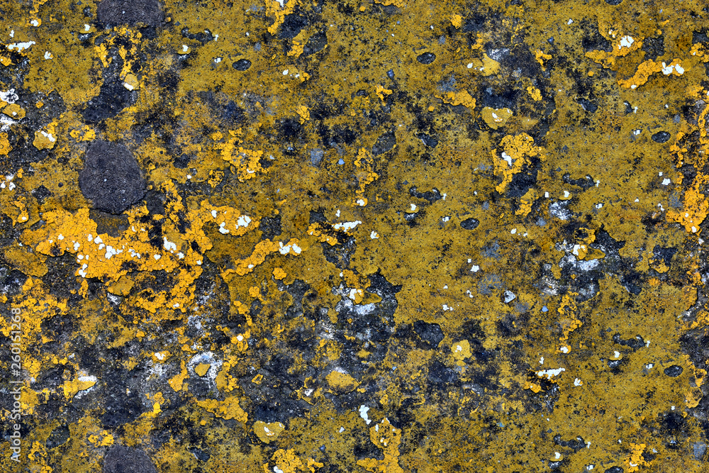 wall with blue and yellow paint peeling off, seamless texture
