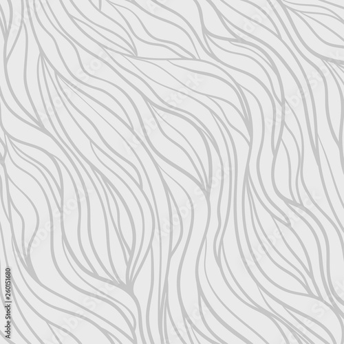 Wavy background. Hand drawn waves. Abstract wallpaper on surface. Stripe texture with many lines. Waved pattern. Line art. Black and white illustration