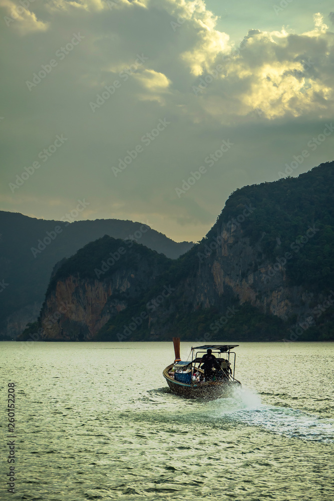 landscape  sky  with Small Fishing Boats in Thailand